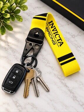 New INVICTA Racing Lifestyle Genuine Leather Keychain/Wristlet Lanyard Clip